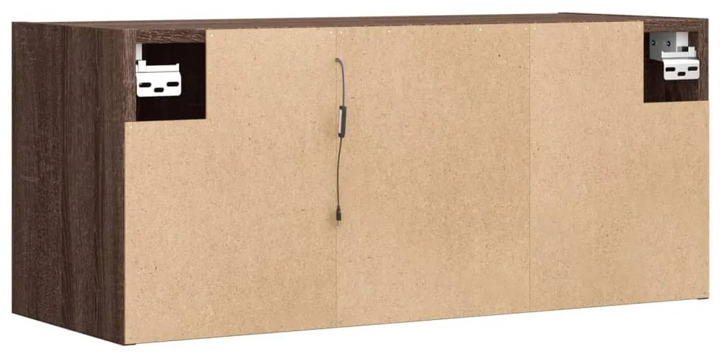 barna tölgyszínű fali TV-szekrény LED-del 80x31x35 cm
