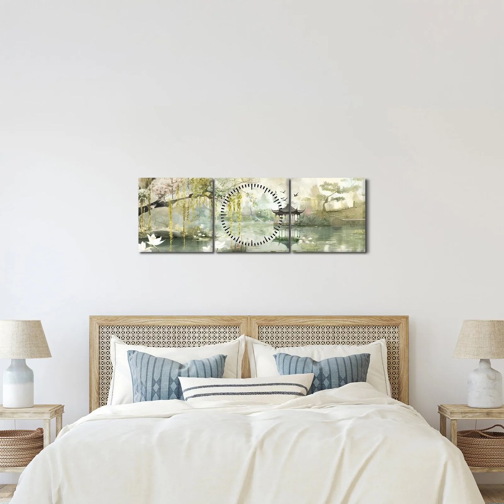 Kép - Kínai tó (órával) (90x30 cm)