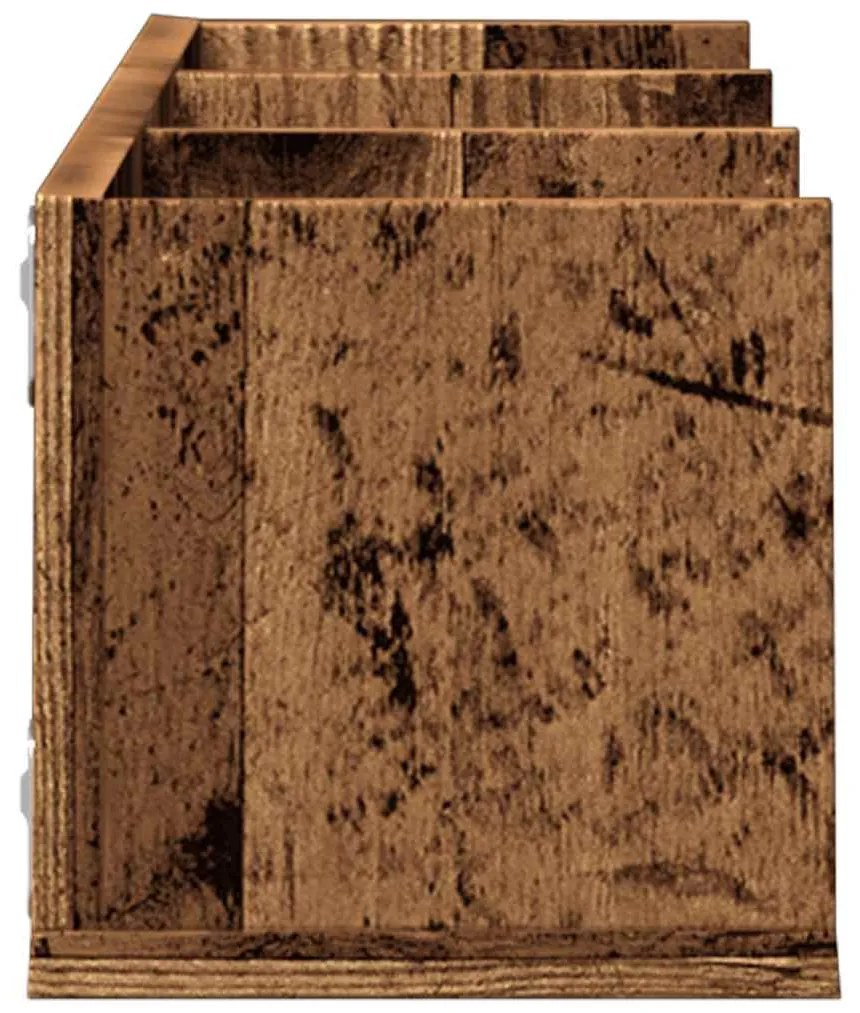 antik fa színű szerelt fa CD-tartó fali polc 75 x 18 x 18 cm