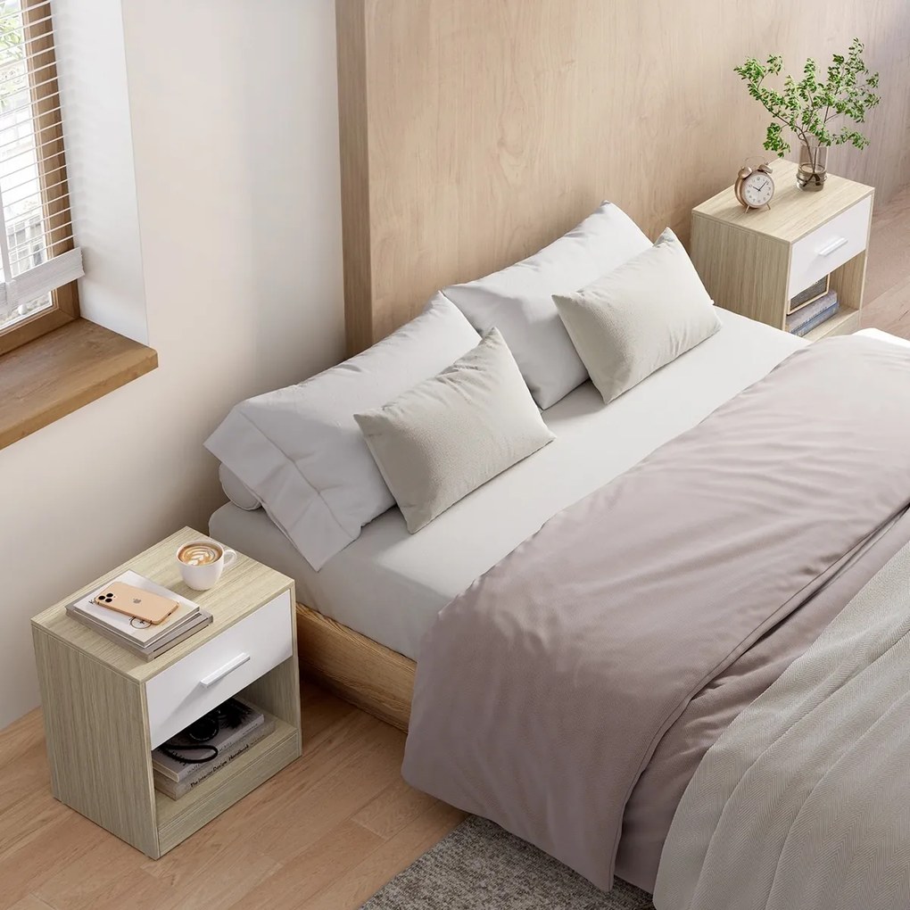 E1081 éjjeliszekrény szett, tölgyfa, 2 db