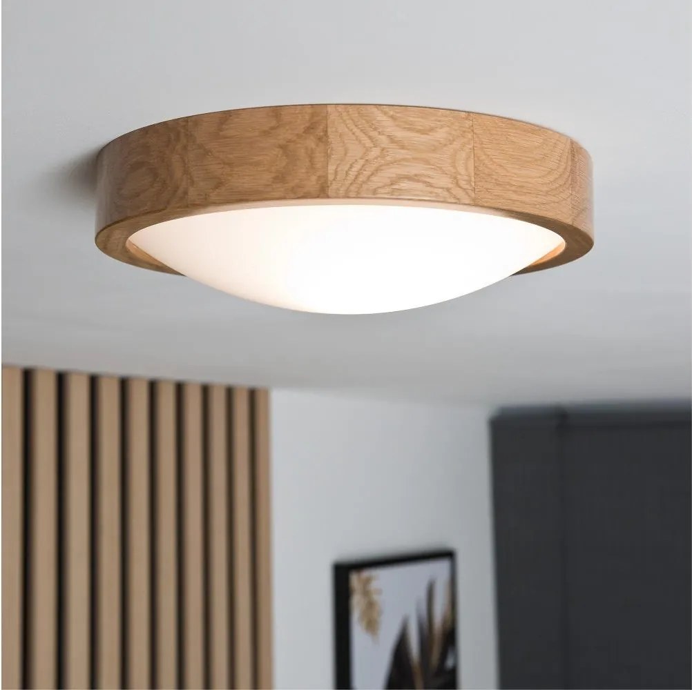 Brilagi-LED RGBW dimmelhető mennyezeti lámpa CARVALHO SLIM 1xE27/15W/230V Wi-Fi, tölgy, Ø 27 cm