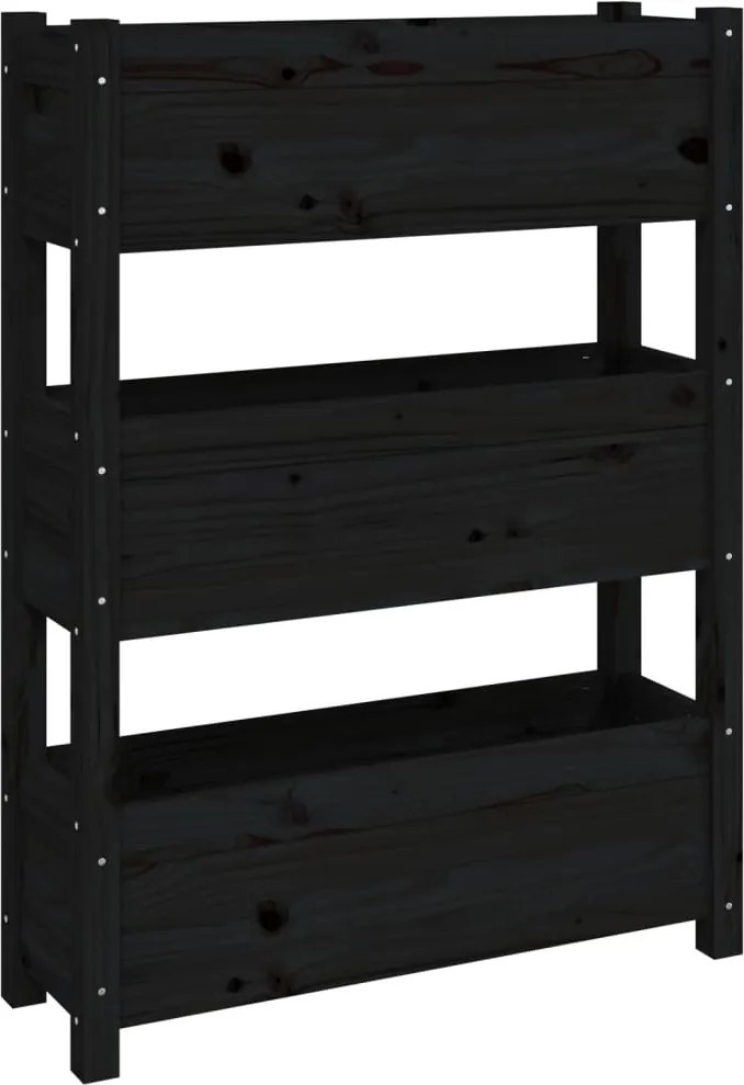 vidaXL fekete tömör fenyő növénytartó 77x25x104,5 cm
