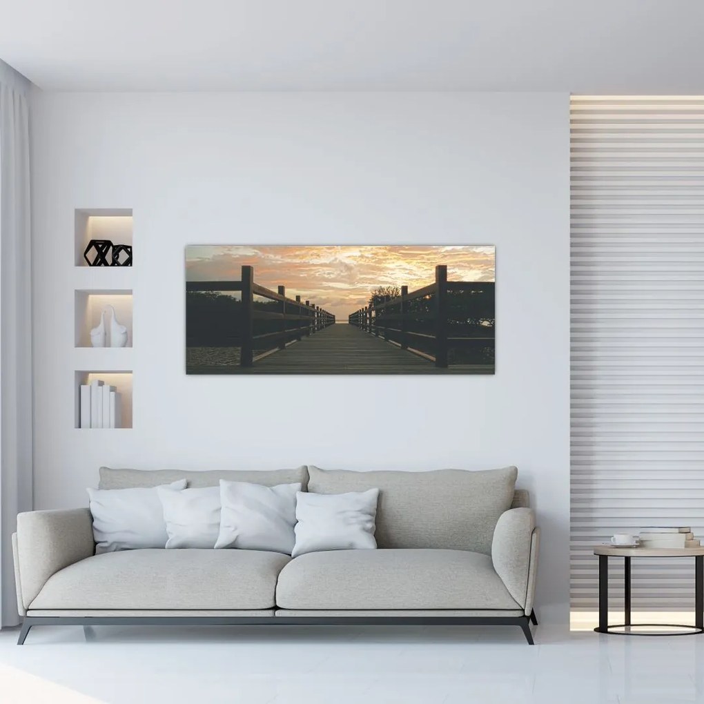 Egy fa móló képe a tó felett (120x50 cm)