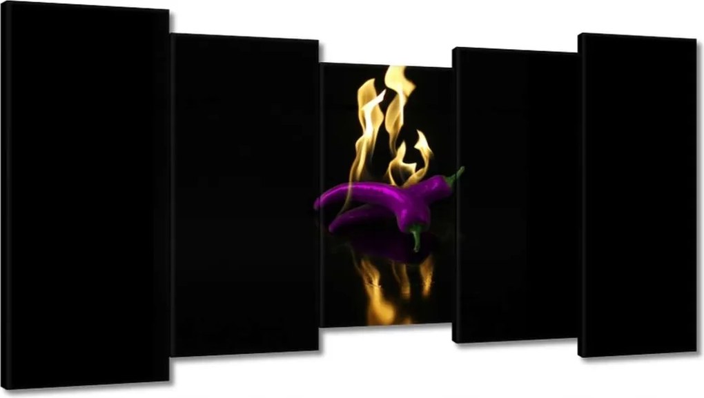 Vászonkép 150x80 Lila paprika Tűz