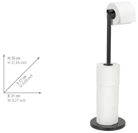 WENKO 24034100 - WC-papírtartó 21x55 cm fekete/ezüst
