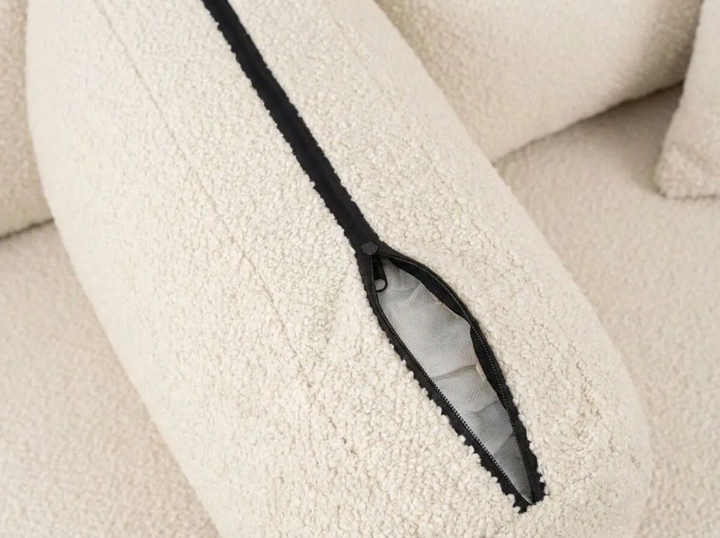 Kihúzható, kétoldalas L-alakú ülőgarnitúra SMART BOUCLE 232x143 cm, szürkésbézs