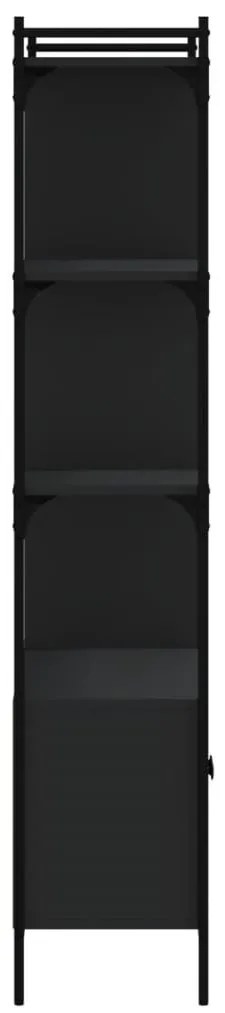 fekete szerelt fa könyvespolc ajtókkal 76,5 x 30 x 154,5 cm