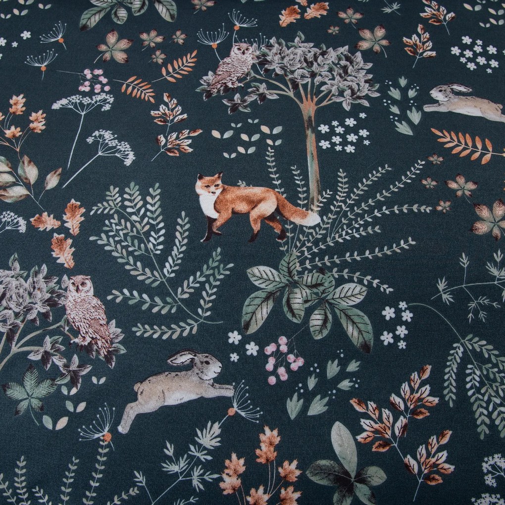 THE FOX AND THE HARE sötétzöld mikroszálas ágyneműhuzat Ágyneműhuzat mérete: 2 db 70 x 90 cm | 200 x 220 cm