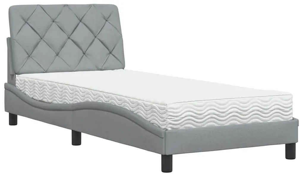 világosszürke szövet ágy matraccal 90x200 cm