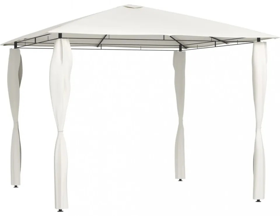 krémszínű pavilon oszlop takarókkal 3 x 3 x 2,6 m 160 g/m²