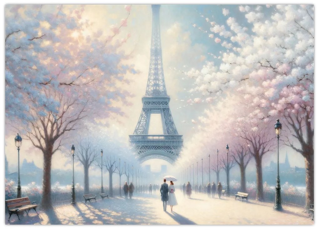 Üveg kép - Párizsi festmény (70x50 cm)