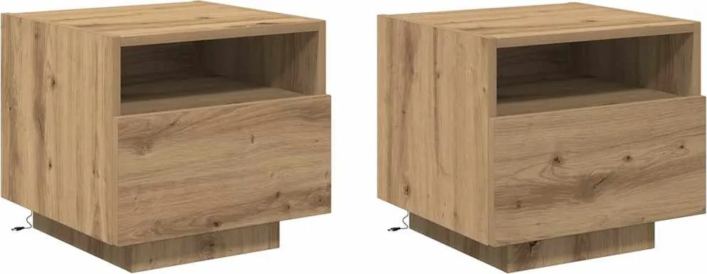vidaXL Éjjeliszekrény 2 pcs Artisan tölgy 40 x 39 x 37 cm Faanyag