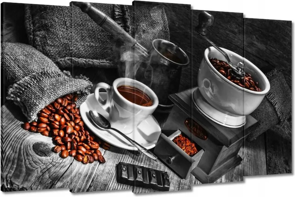 Vászonkép 150x95 Fekete-fehér kávés kép
