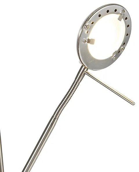 Acél állólámpa olvasólámpával, beépített, fényerőszabályozható LED-del Kelvinben - Diva