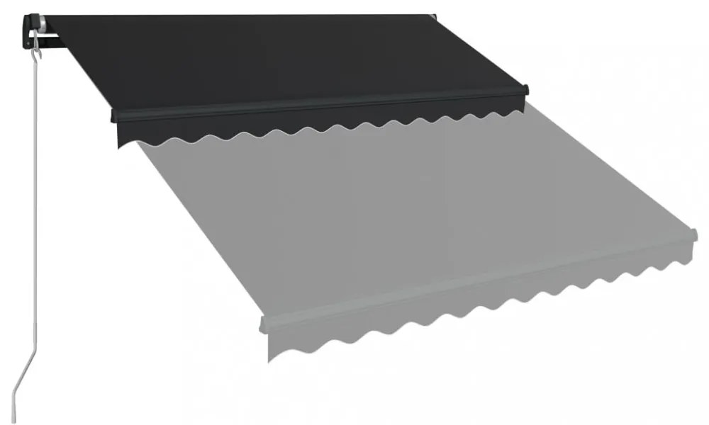 antracitszürke kézzel kihúzható LED-es napellenző 300 x 250 cm