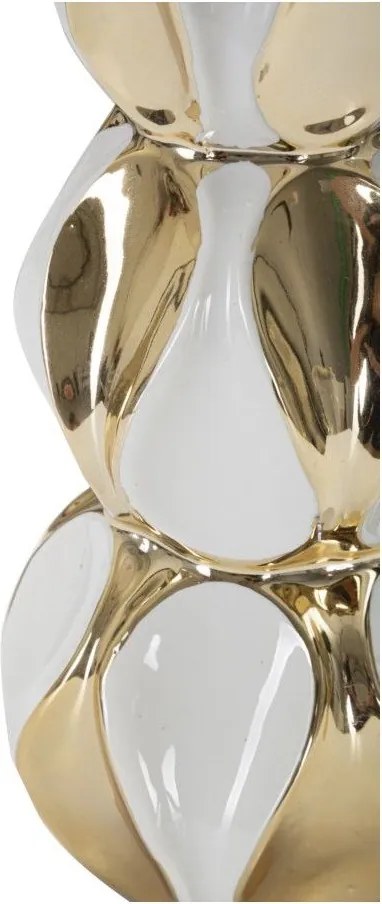 Fehér-aranyszínű kerámia asztali lámpa textil búrával (magasság 46 cm) Glam Balls – Mauro Ferretti