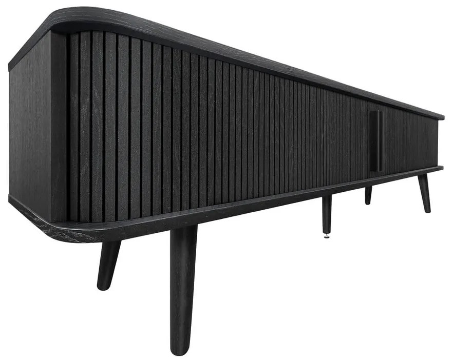 Fekete TV-állvány tölgyfa dekorral 178x50x40 cm Rove – Woodman