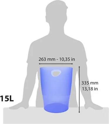 Papírkosár, 15 liter, PP, EXACOMPTA Linicolor, jégkék (EX45310D)