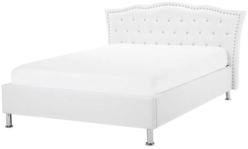 Franciaágy 140 cm MATH (ágyráccsal és tárolóhellyel) (fehér). 1007347