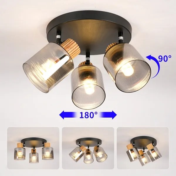 Brilagi - Spotlámpa HYGGE 3xE14/15W/230V fekete/füstszínű