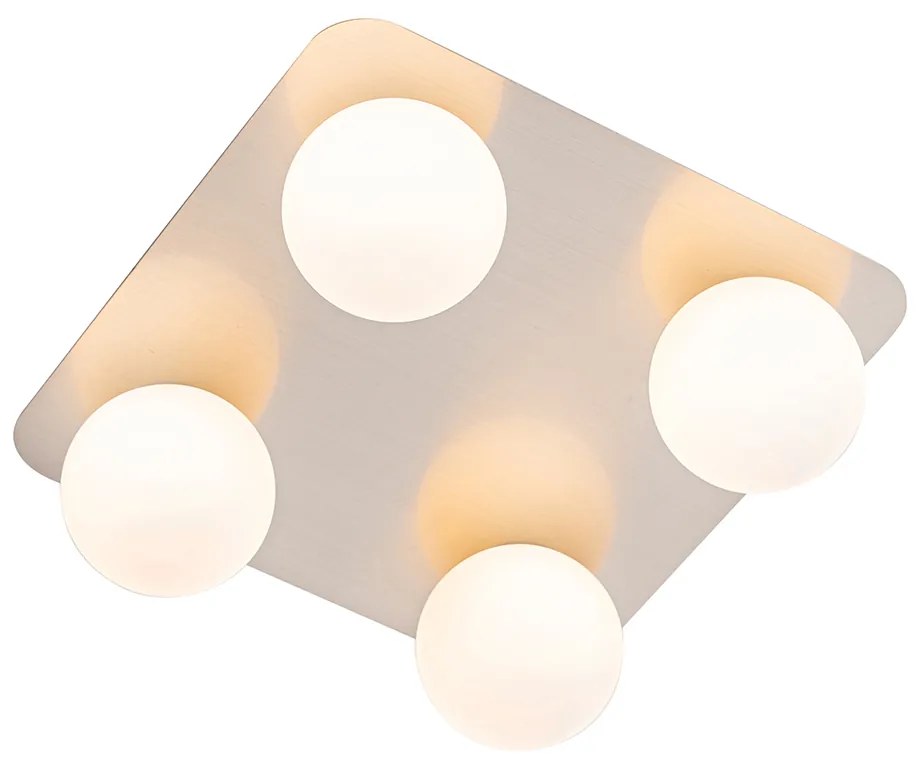 Modern fürdőszobai mennyezeti lámpa acél négyzet 4-lámpás - Cederic