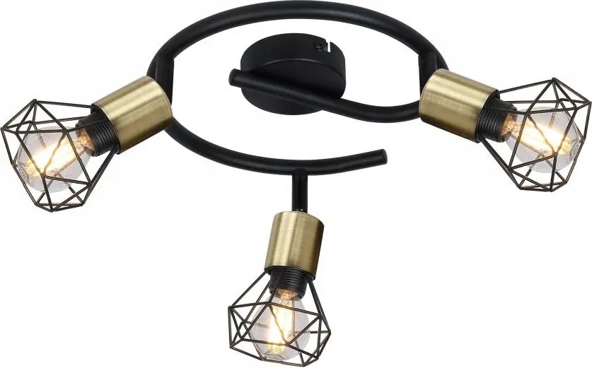 Mennyezeti spotlámpa Xara I fekete antik sárgaréz 3xE14 Globo