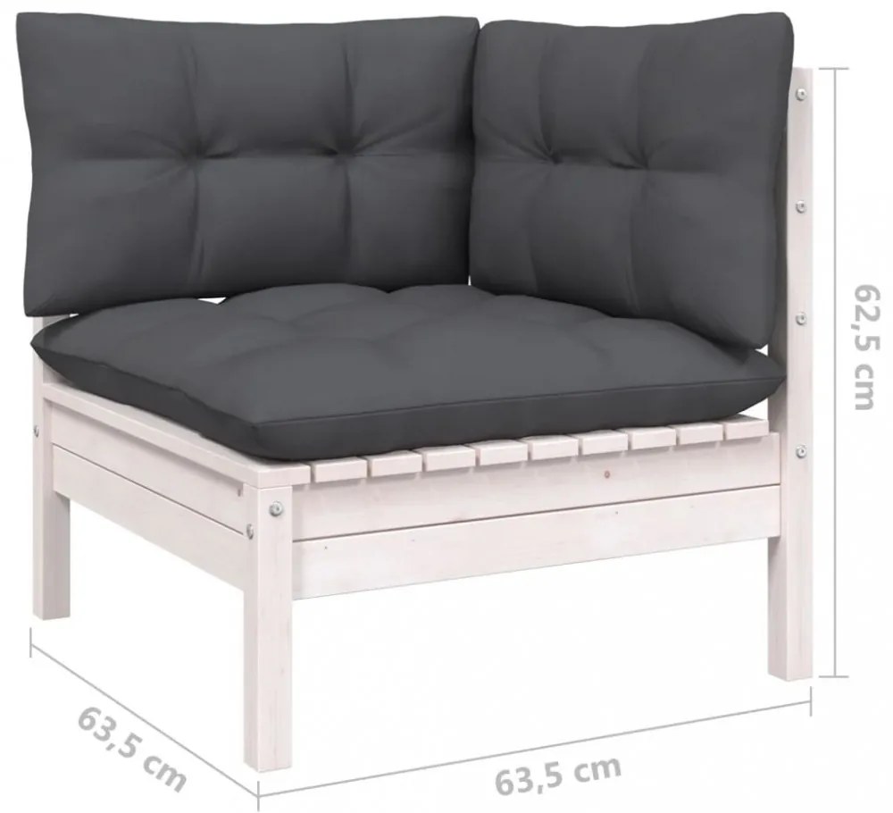 vidaXL11 részes fehér tömör fenyőfa kerti ülőgarnitúra párnákkal