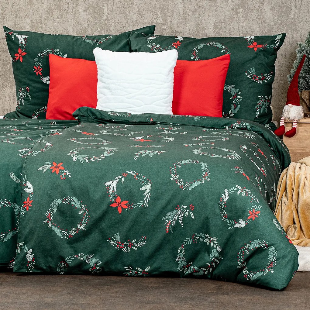 4Home Poinsettia karácsonyi pamut ágyneműhuzat, 160 x 200 cm, 70 x 80 cm, 160 x 200 cm, 70 x 80 cm