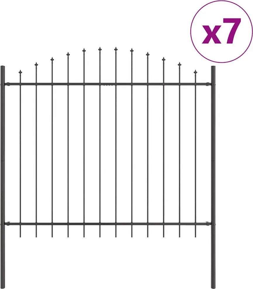 vidaXL Kerti Kerítés 7 pcs Szürke 170 x 165 cm Porszórt acél