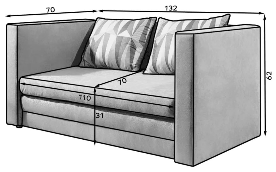 Kék-szürke zsenília kinyitható kanapé 132 cm Neva – ELTAP