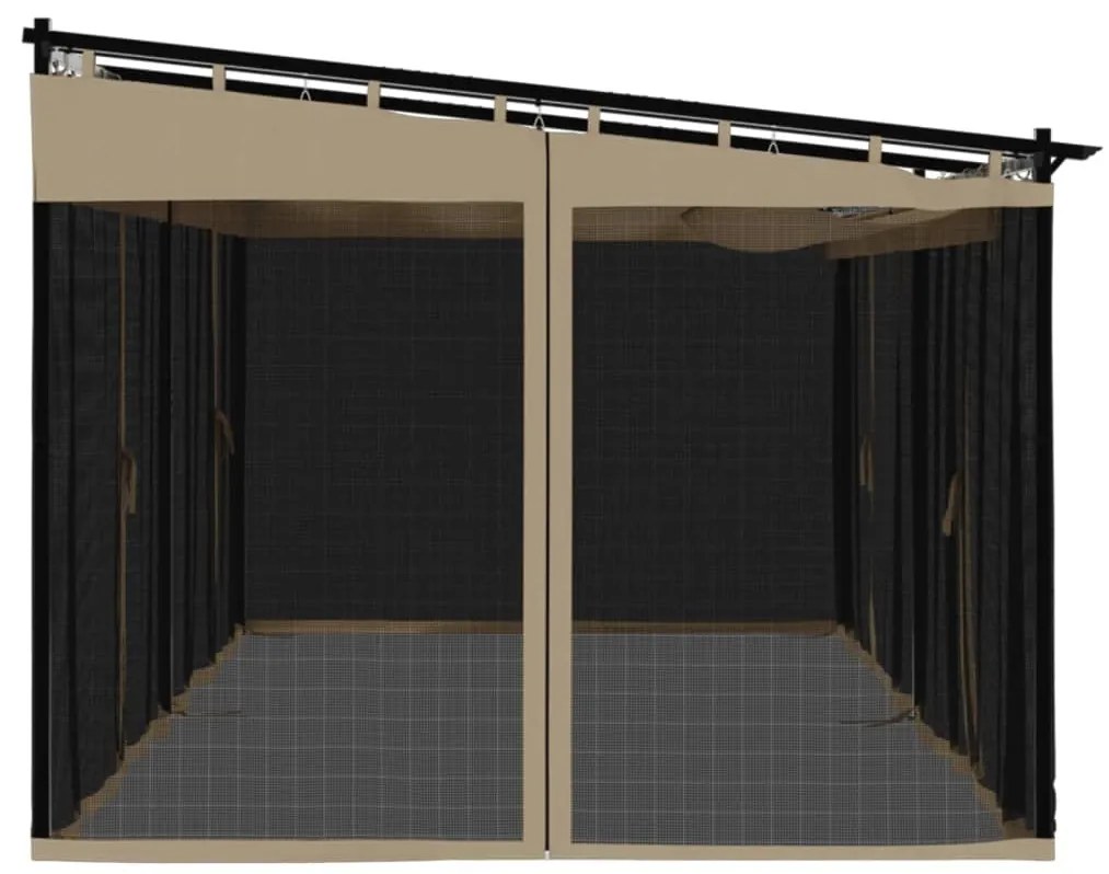 tópszínű acél pavilon hálós oldalakkal 6 x 3 m