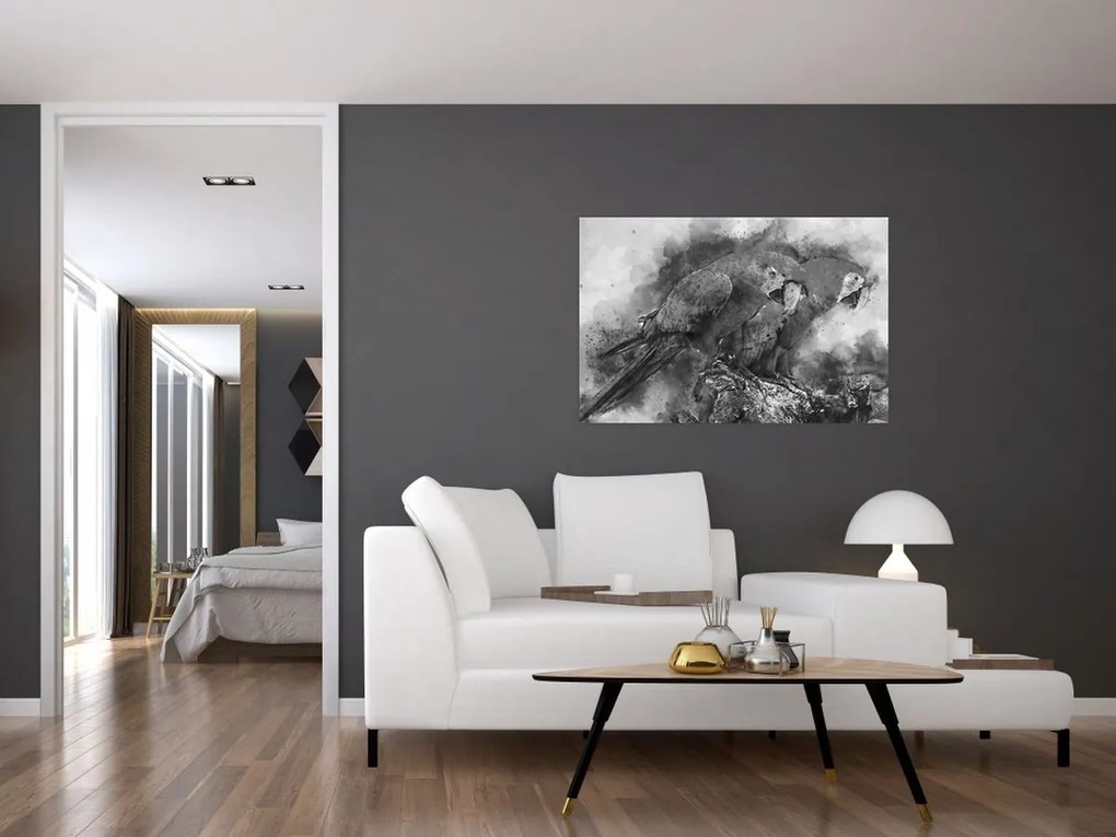 Kép - Akvarell papagájok (90x60 cm)