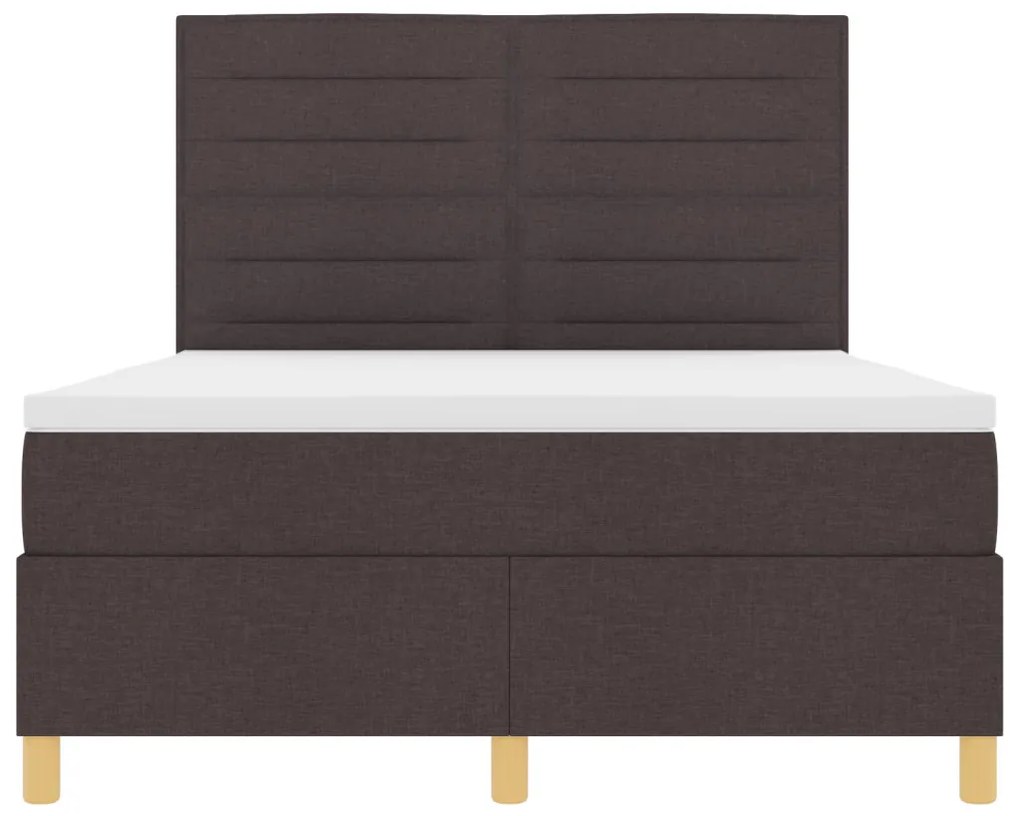 Box Spring Ágy Matraccal és LED Sötétbarna 140x200 cm Szövet