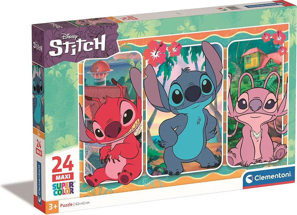 Disney Lilo és Stitch, A csillagkutya Evile 24 db-os maxi puzzle Clementoni