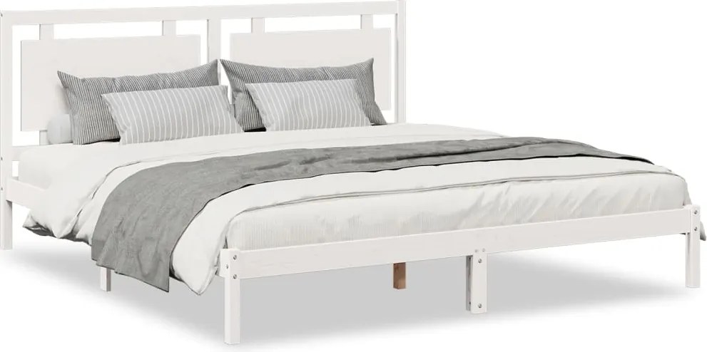 vidaXL fehér tömör fa extra hosszú ágykeret matrac nélkül 200 x 210 cm