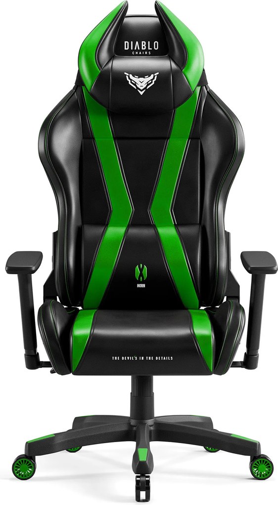 Gamer szék műbőr Normal Size, fekete-zöld: Diablo X-Horn 2.0