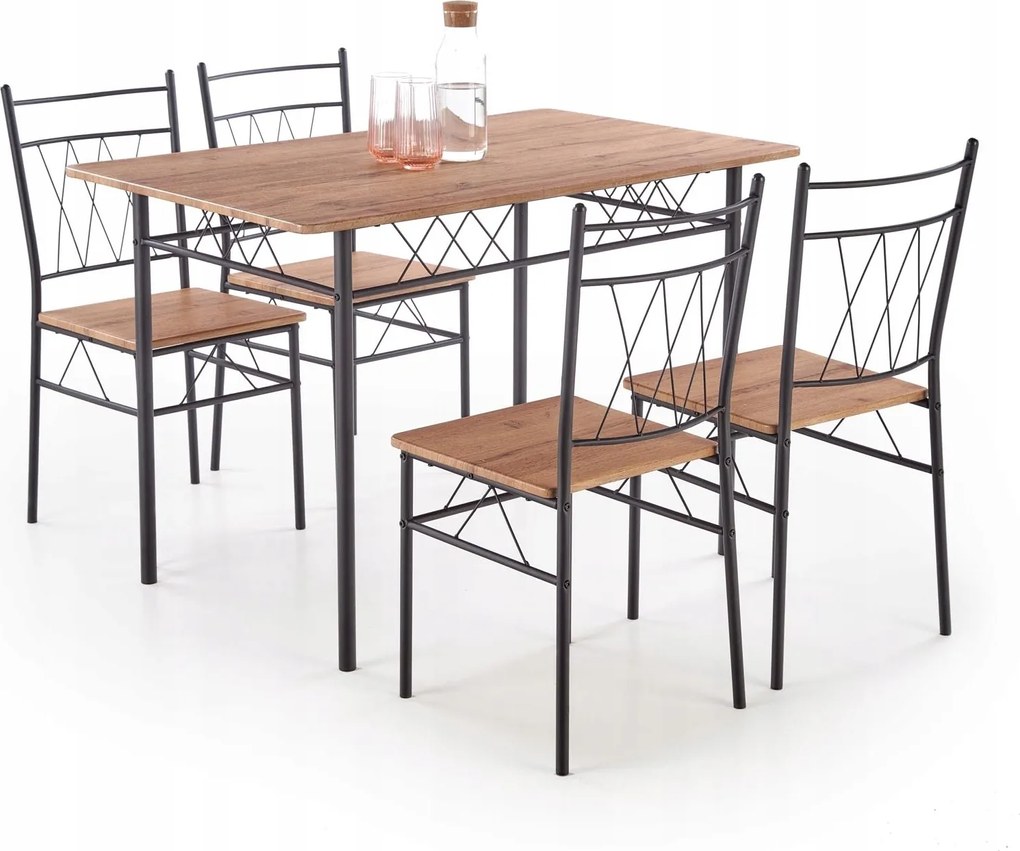 Étkezőgarnitúra Faust natúr tölgy/fekete