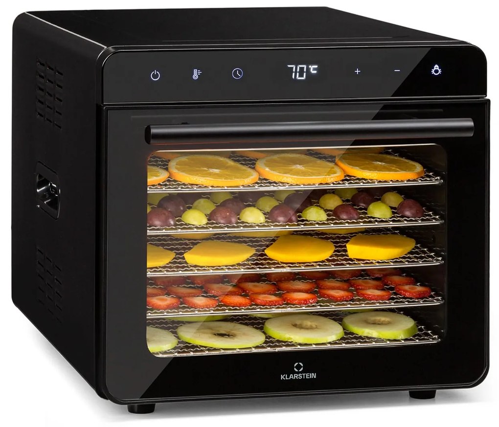 Klarstein Shaftesbury, automatikus aszalógép, 700 W, 35-80 °C, időzítő, digitális érintőképernyős kijelző