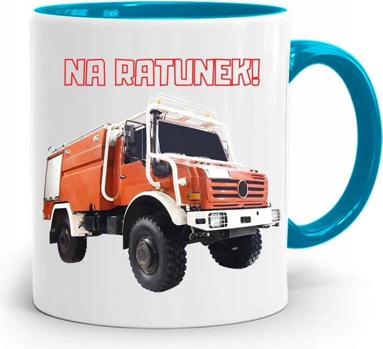 Kék Bögre Tűzoltóknak Mentéshez, fényképes nyomattal