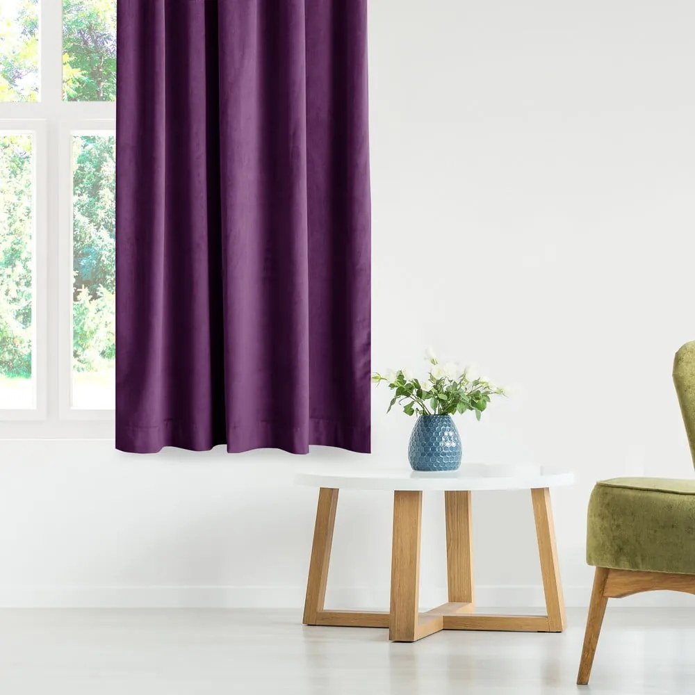 Lila bársony dimout (részleges sötétítő) függöny 140x270 cm Eyelets – Restilo