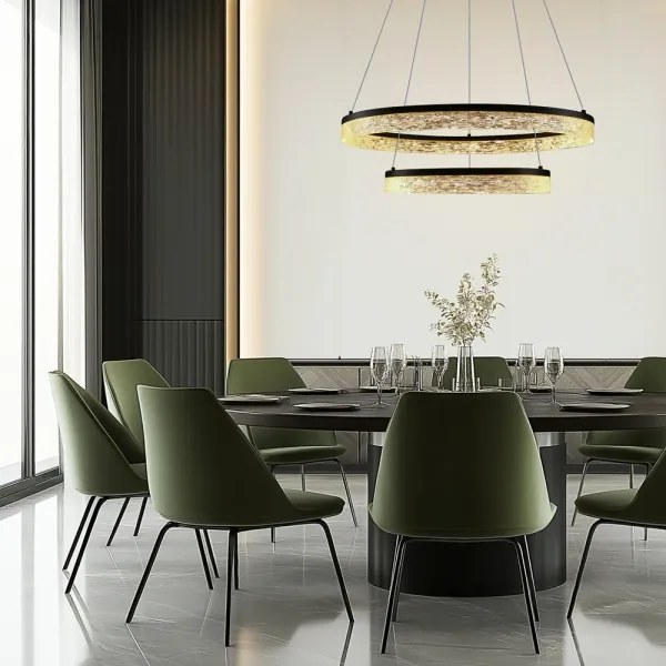 LED csillár kábelen FROZI LED/38W/230V átm. 60 cm fekete