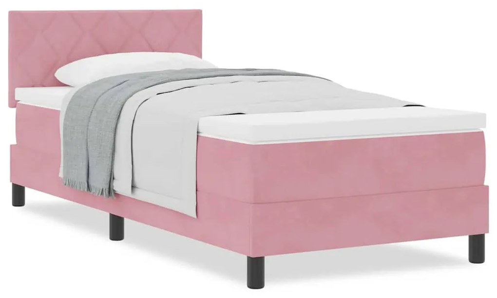 Rugós ágy matraccal matracmal Rózsaszín 100 x 200 cm szövet