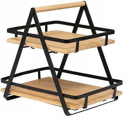 Ordera polc 2 szintes, fogantyúval, natúr/fekete