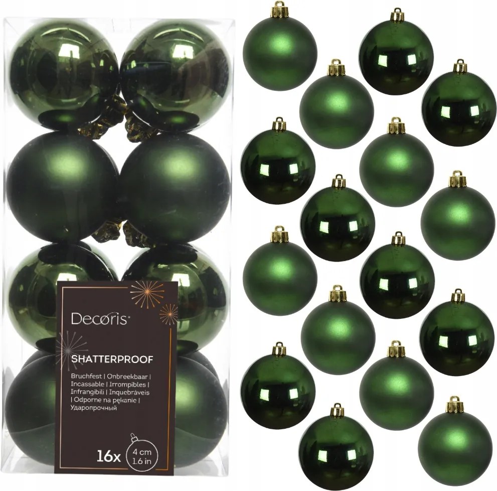 Karácsonyfadísz műanyag Palackos Zöld díszes kerek 4cm 16db