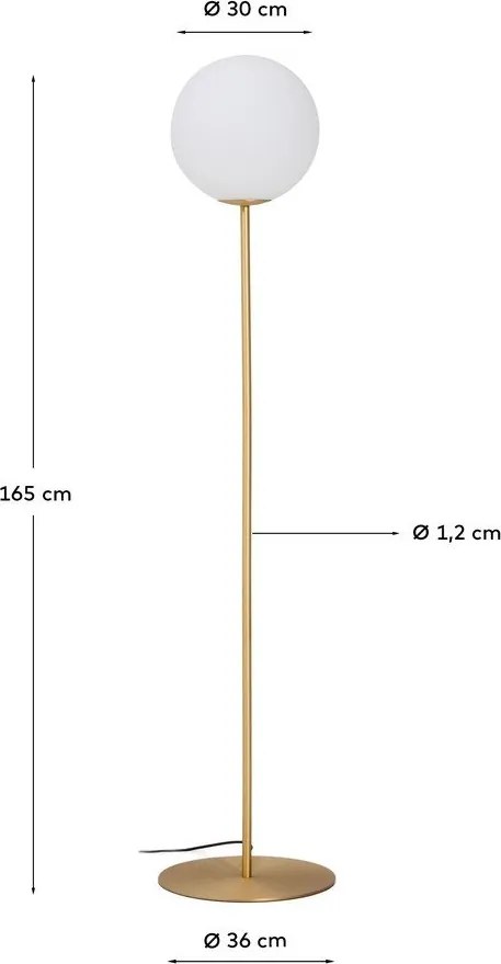 Fehér-aranyszínű állólámpa üveg búrával (magasság 165 cm) Brisia – Kave Home