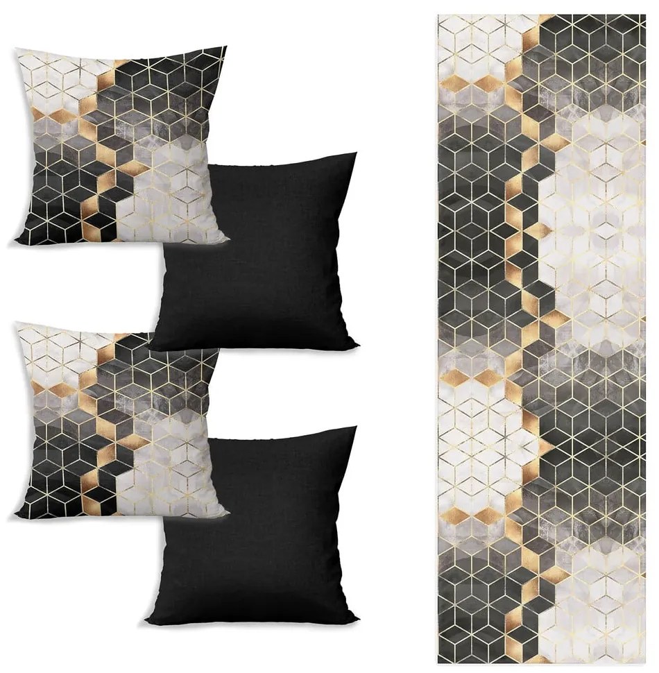 Asztali futó és 4 db párnahuzat szett Optic - Minimalist Cushion Covers