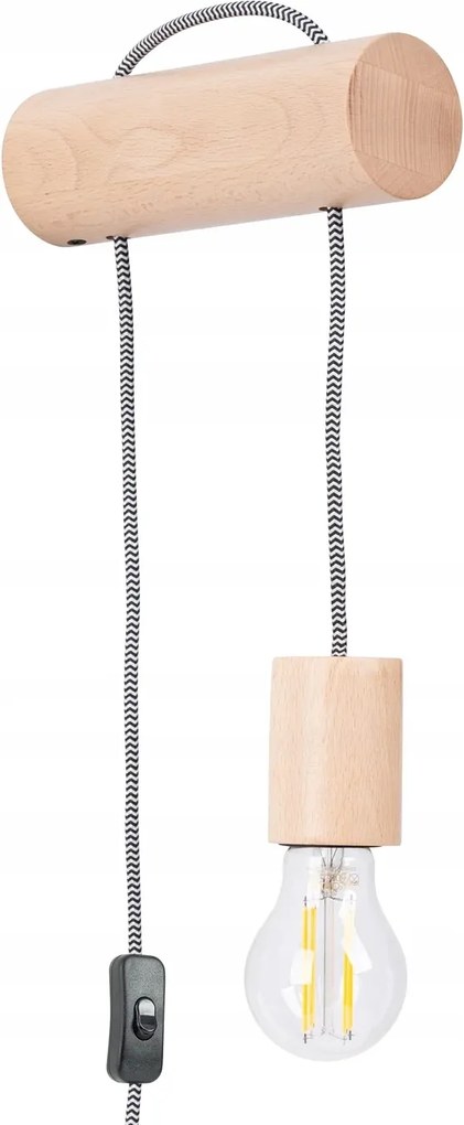 Fali lámpa akasztós fa barna, hálószoba kapcsolóval Sollux