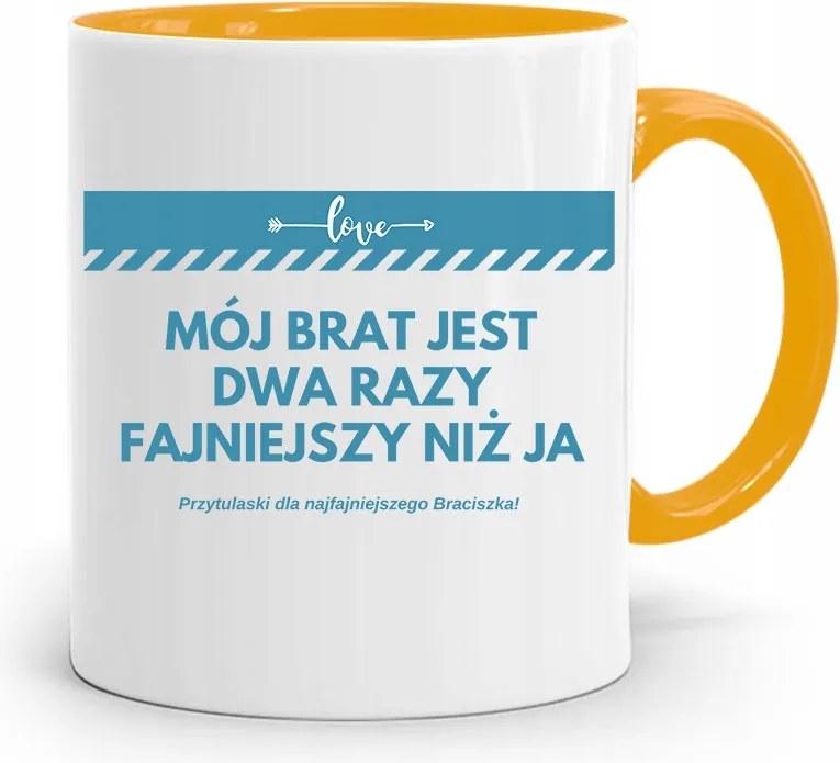 Sárga Bögre Ajándék Testvérnek Kétszer Vagányabb, fényképes nyomattal