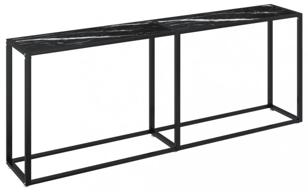 fekete márványszínű edzett üveg tálalóasztal 200 x 35 x 75,5 cm