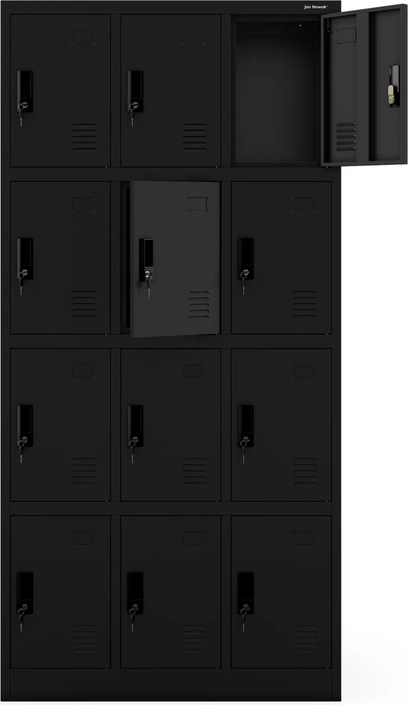 Fekete MARCIN fém BHP uzsonnás szekrény, 900 x 1850 x 400 mm